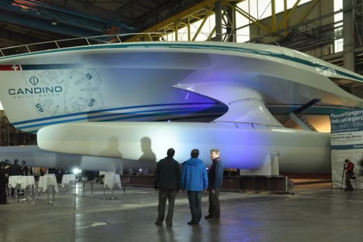 PlanetSolar: The world's largest solar boat at the unveiling on Feb. 25