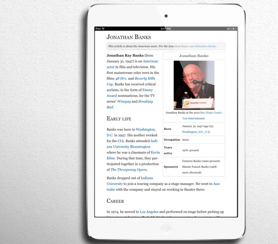 Wikibot is a nice Wikipedia reader
