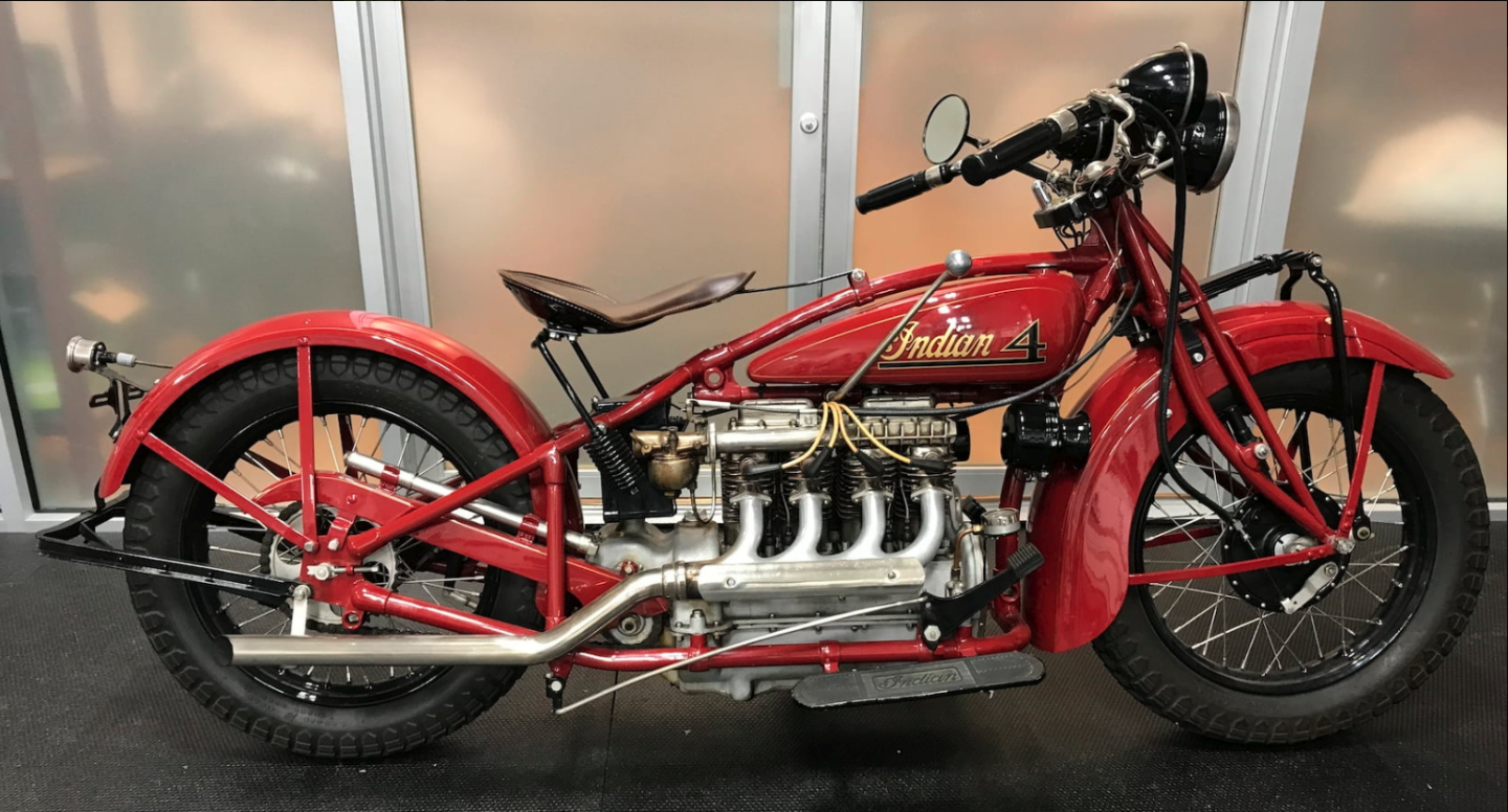 An older restoration, this 1928 model Indian Four sold for $99,000