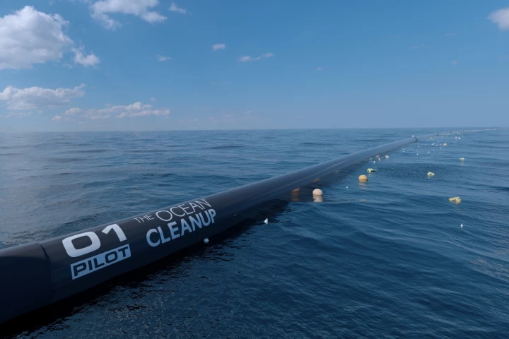 The Ocean Cleanup computer rendering, close-up view