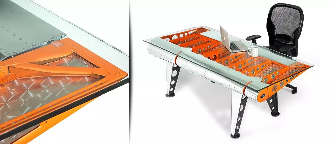 This beautiful desk is made from the elevator of a Grumman HU-16 Albatross