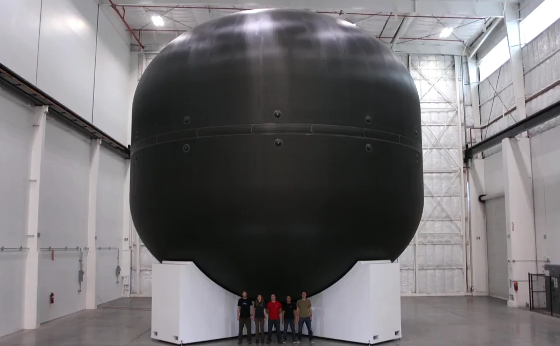 One of the newly created fuel tank prototypes for the booster rocket