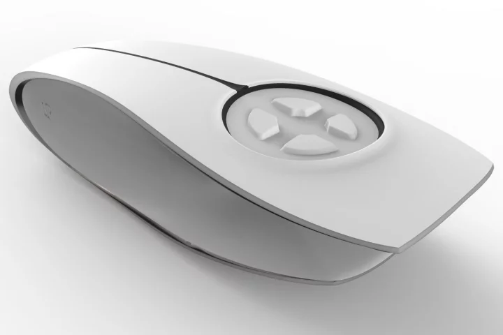 One side of the small peripheral is dedicated to typing, with segmented touch section that users trace different shapes over to produce letters