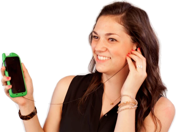 When users want to listen to audio through the headphones, they just push a button on the left side and pull the earbuds out