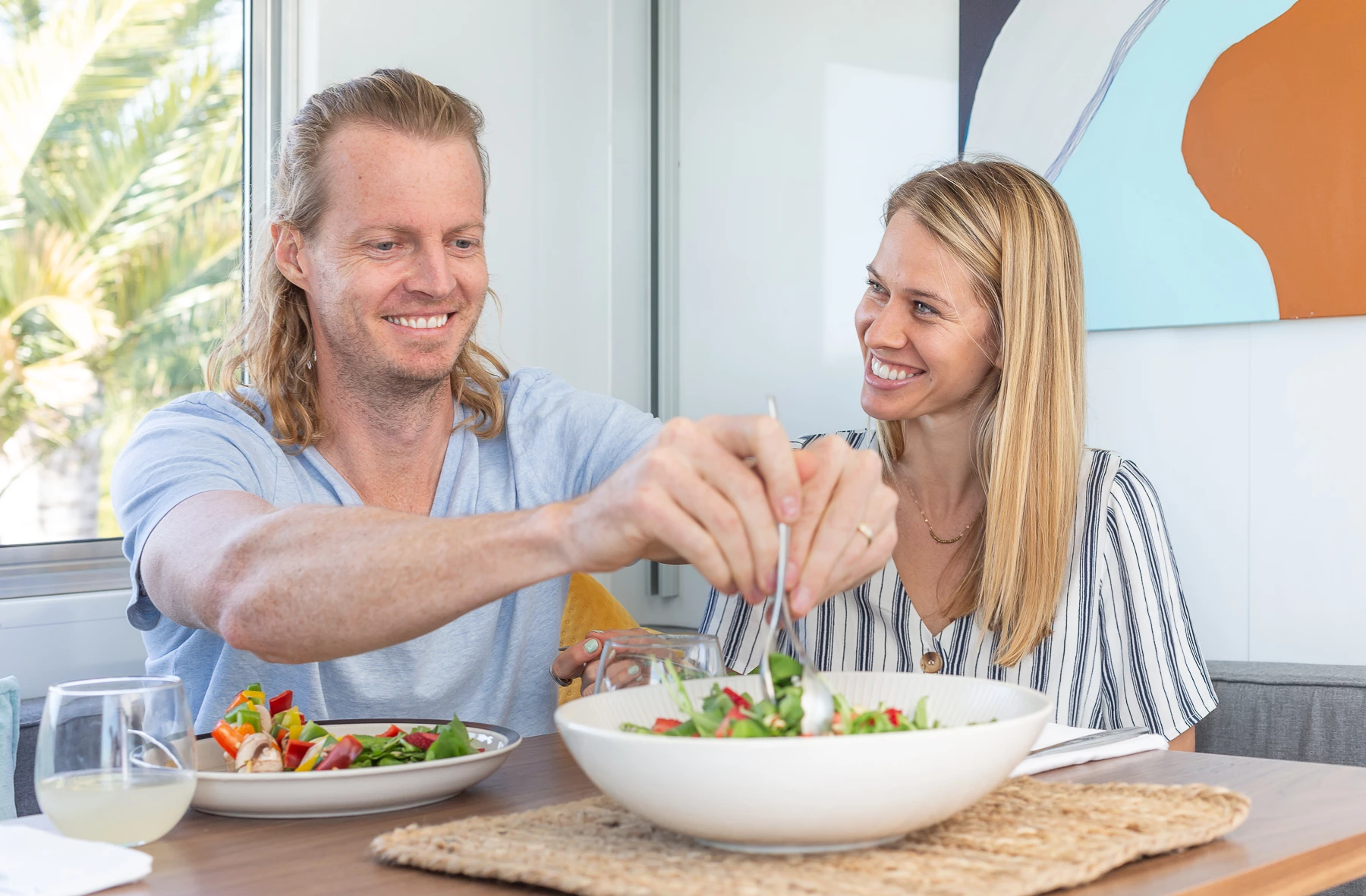 The travel trailer features comfortable dinning and kitchen area