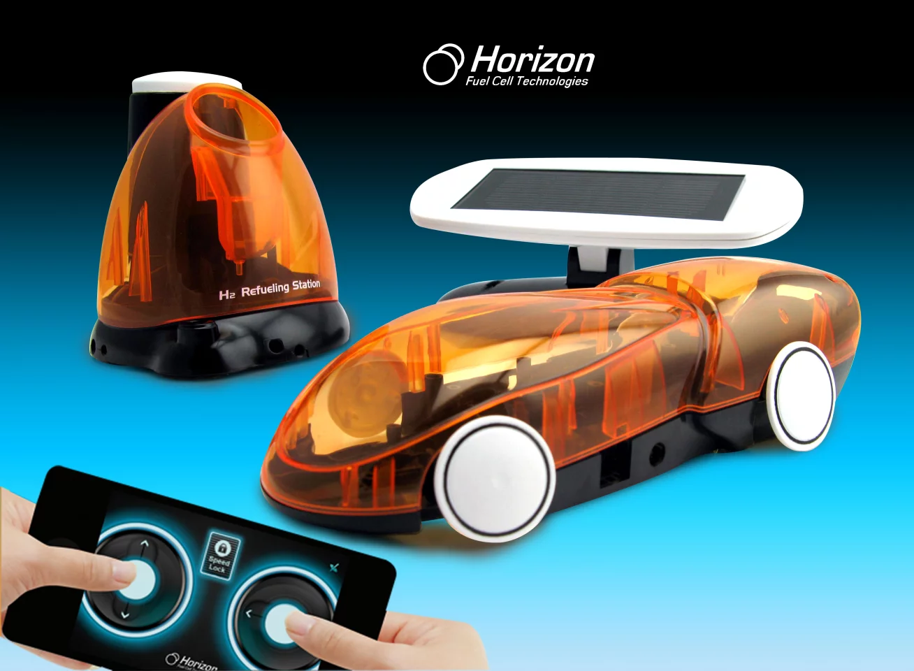 Horizon Fuel Cell Technologies' i-H2GO fuel cell-powered car, and its fueling station