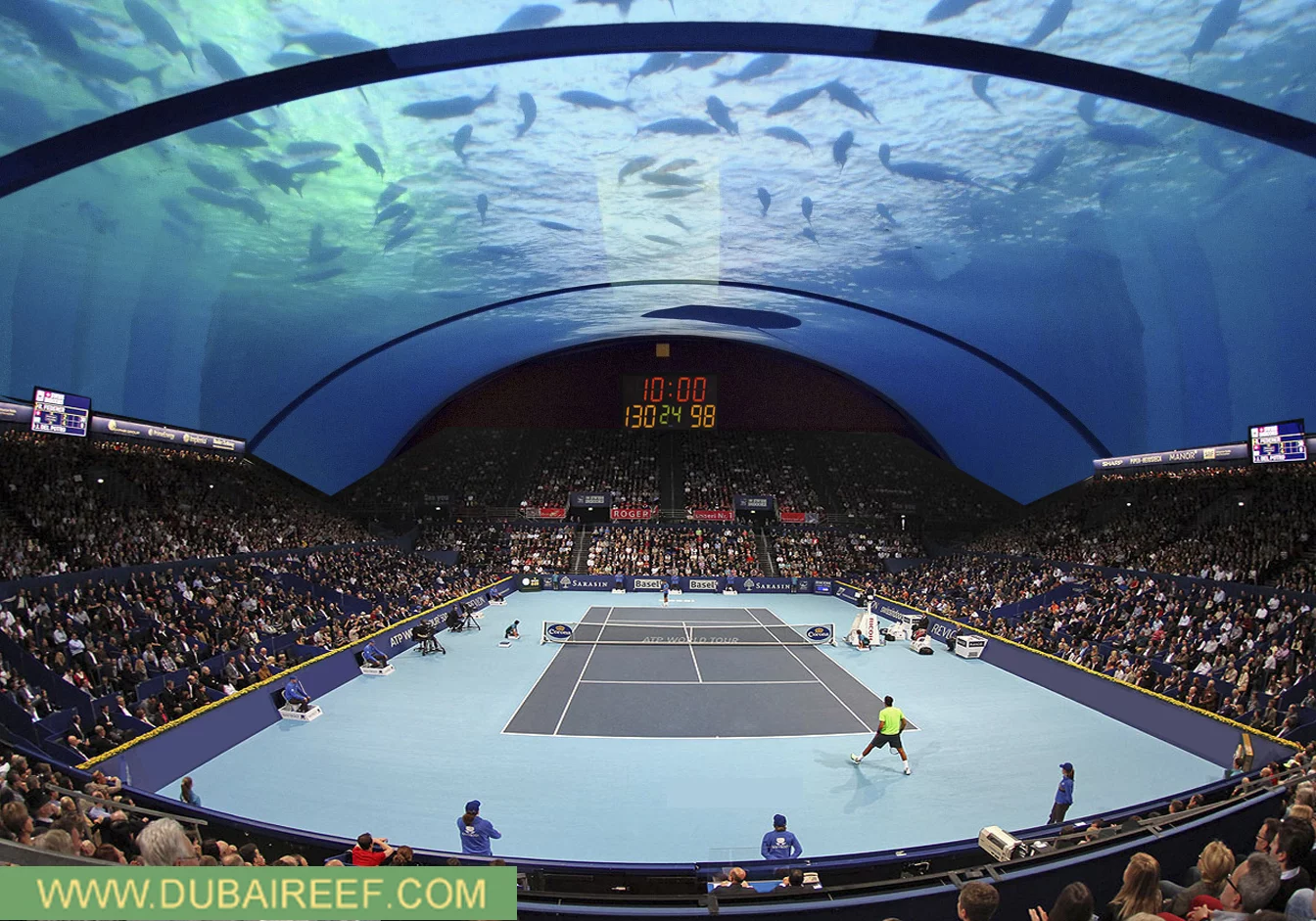 The Underwater Dubai Tennis Center, by 8 + 8 Concept Studio