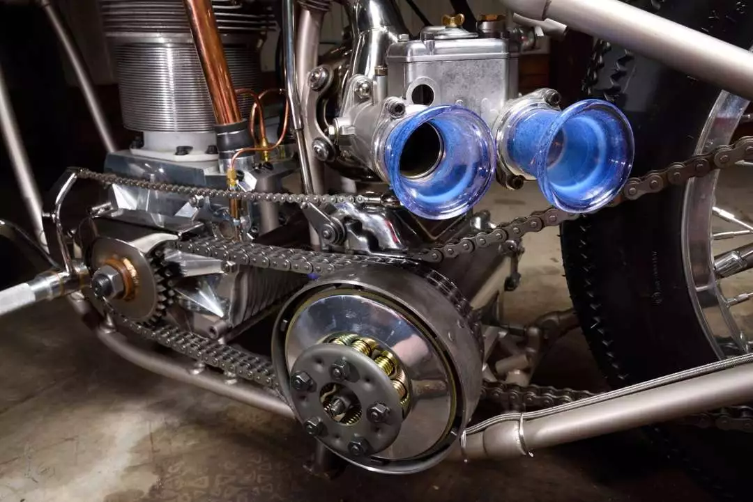 Dual carburetors with glass intake funnels