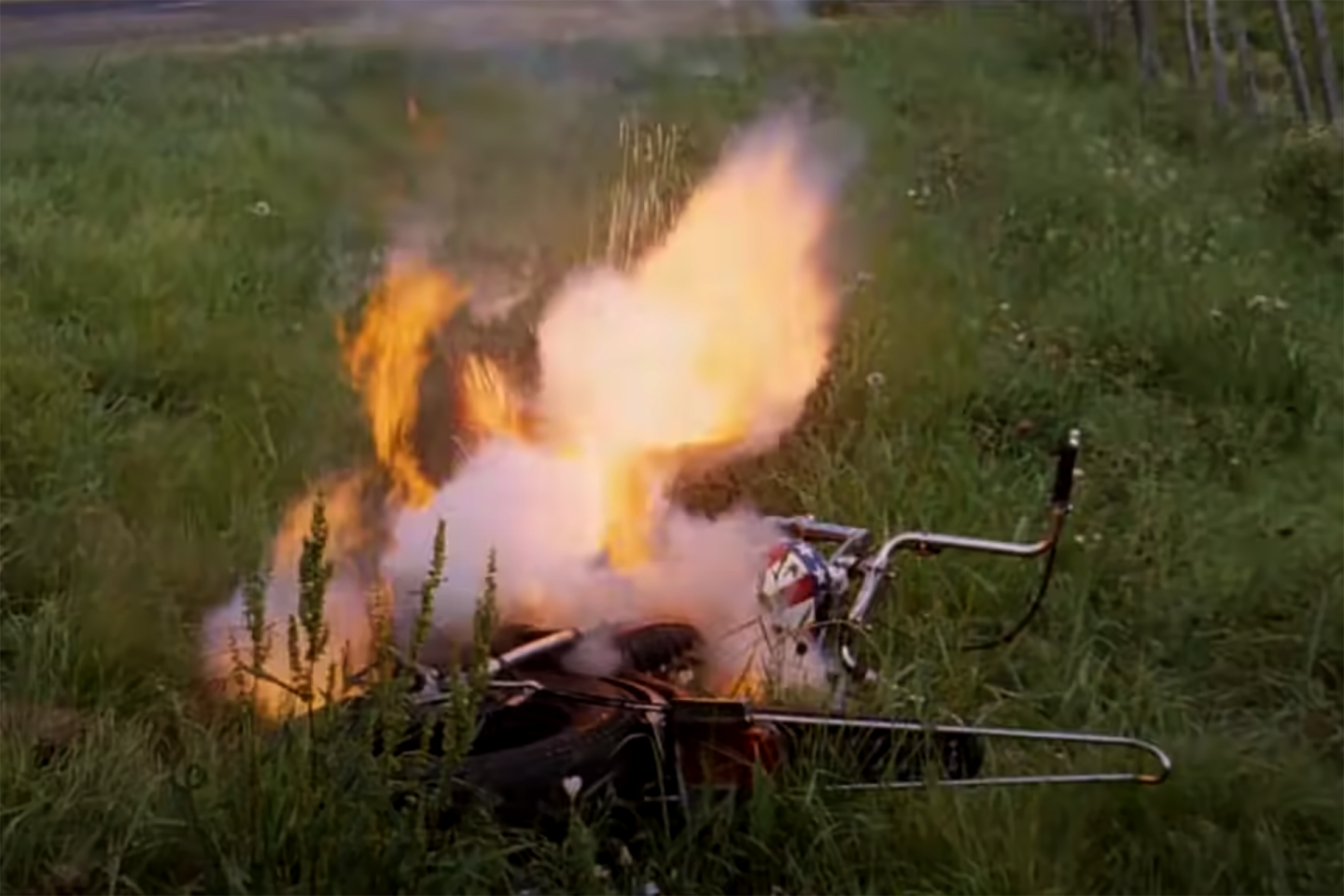 The final scene of the movie shows the Captain America bike burning. This is the bike that both parties claim to be the foundation of their Captain America.