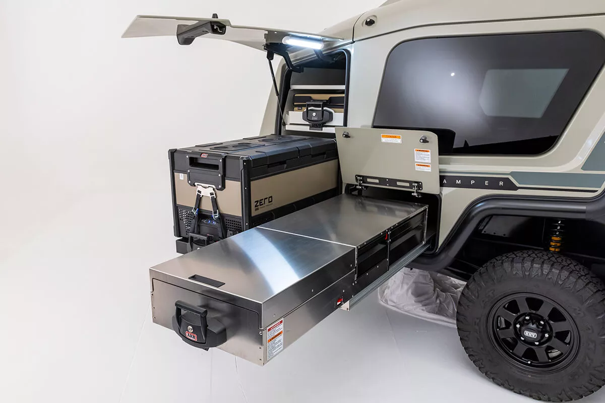 The American-spec ARB Earth Camper trades out the split L-shaped galley for a simpler design