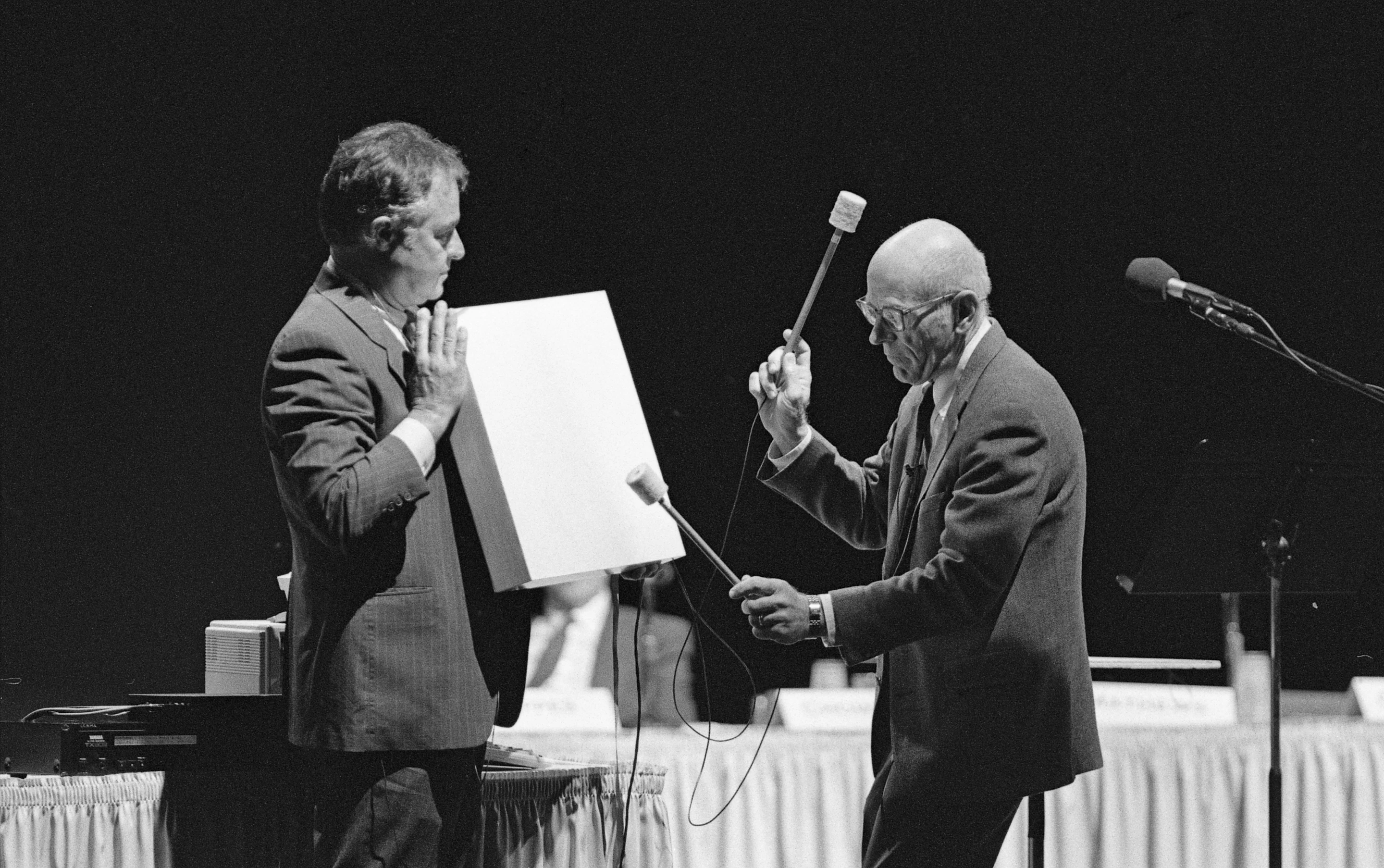 Mathews focused particularly on live music performance via the means of human-computer interaction.Credit: Chuck Painter via The Stanford University News Service
