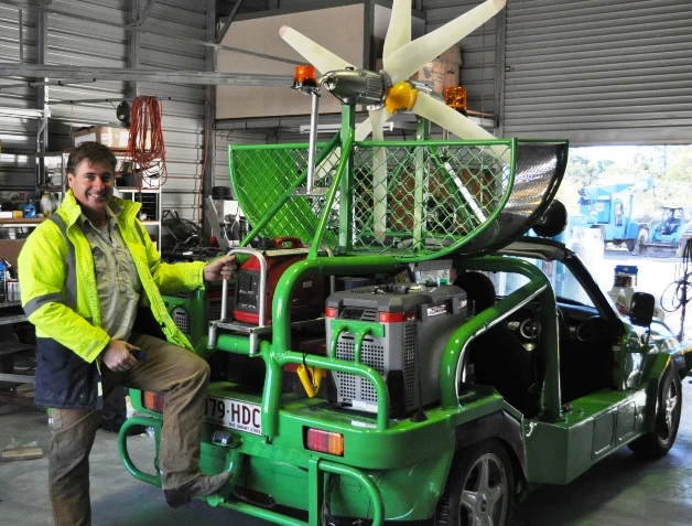 The twin turbine fitted to the Mini Moke