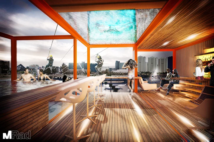 One tower will house a growing farm, with the resulting green produce sold to nearby hotels, while another forms a luxury hotel (Image: M-Rad)