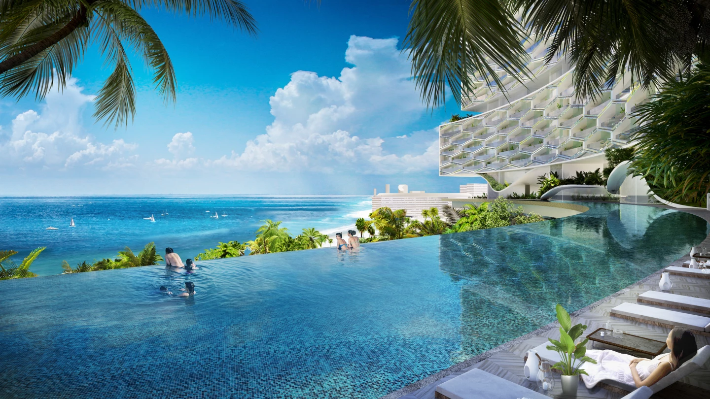 Sanya Horizons' infinity pool will be one of the largest in the world, says Büro Ole Scheeren, and will offer superb views of the sea