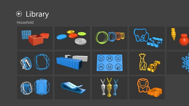 The app includes a library of ready-made designs