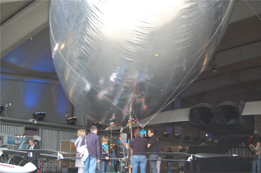 Stephane Rousson shows off Zeppy 3 to visitors at this year's Green Air Show in Paris recently