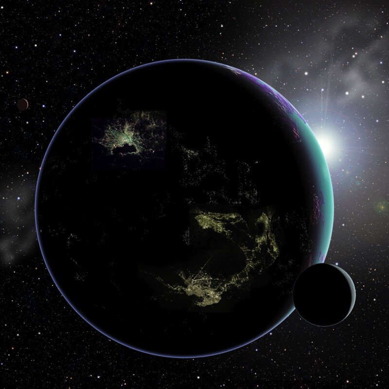 City lights on an imaginary alien world (Image: David A. Aguilar/ Harvard-Smithsonian Center for Astrophysics)