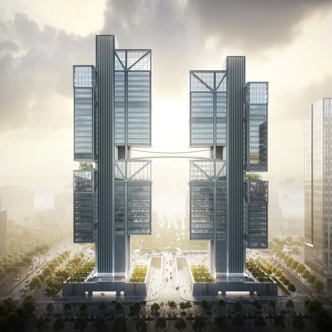 The two towers will be linked by a skybridge