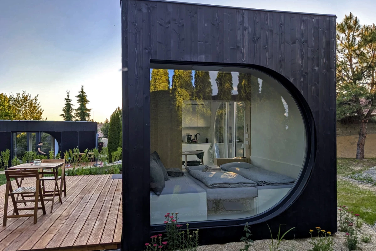 The Ecocapsule Box features generous glazing, helping fill the interior with natural light