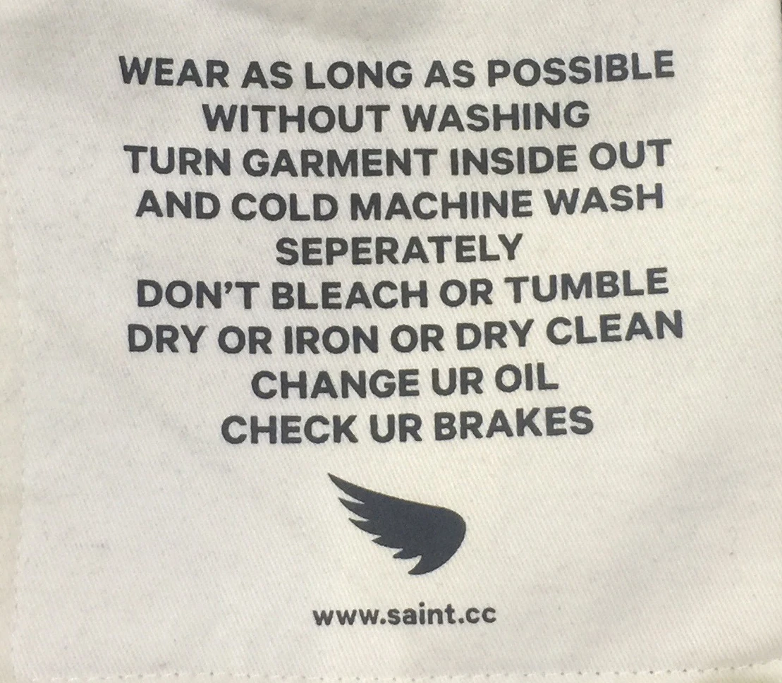 The pocket lining delivers some solid advice from Saint