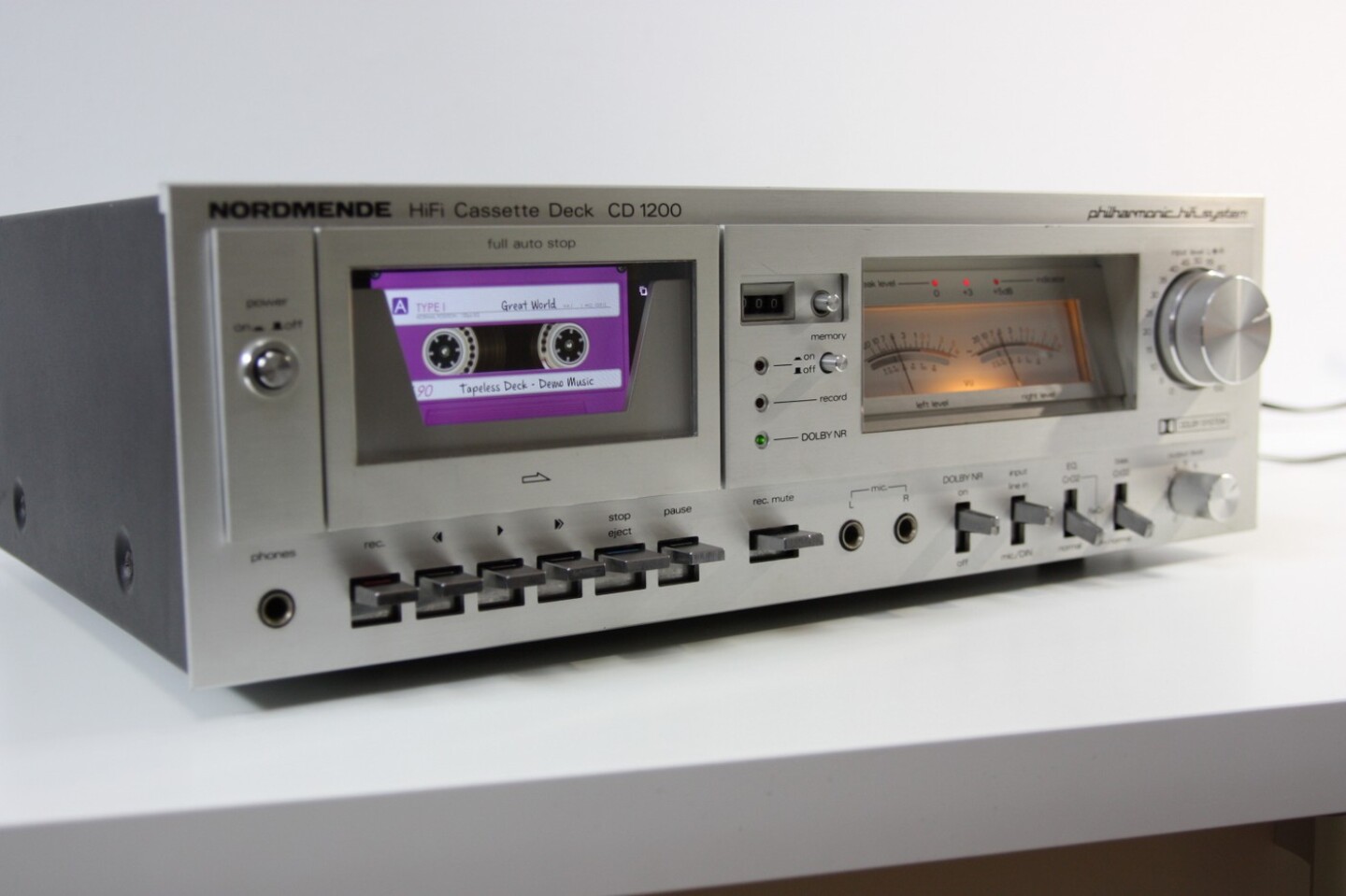 This vintage cassette deck plays digital music