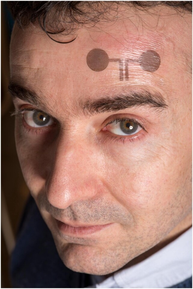 Lead scientist Francesco Greco sports one of the tattoo electrodes