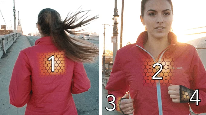 The Flexwarm smart jacket allows users to dial in a specific temperature for each of the separate regions