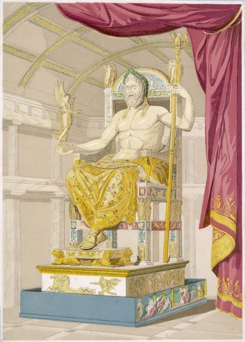 Line drawing of the Statue of Zeus at Olympia