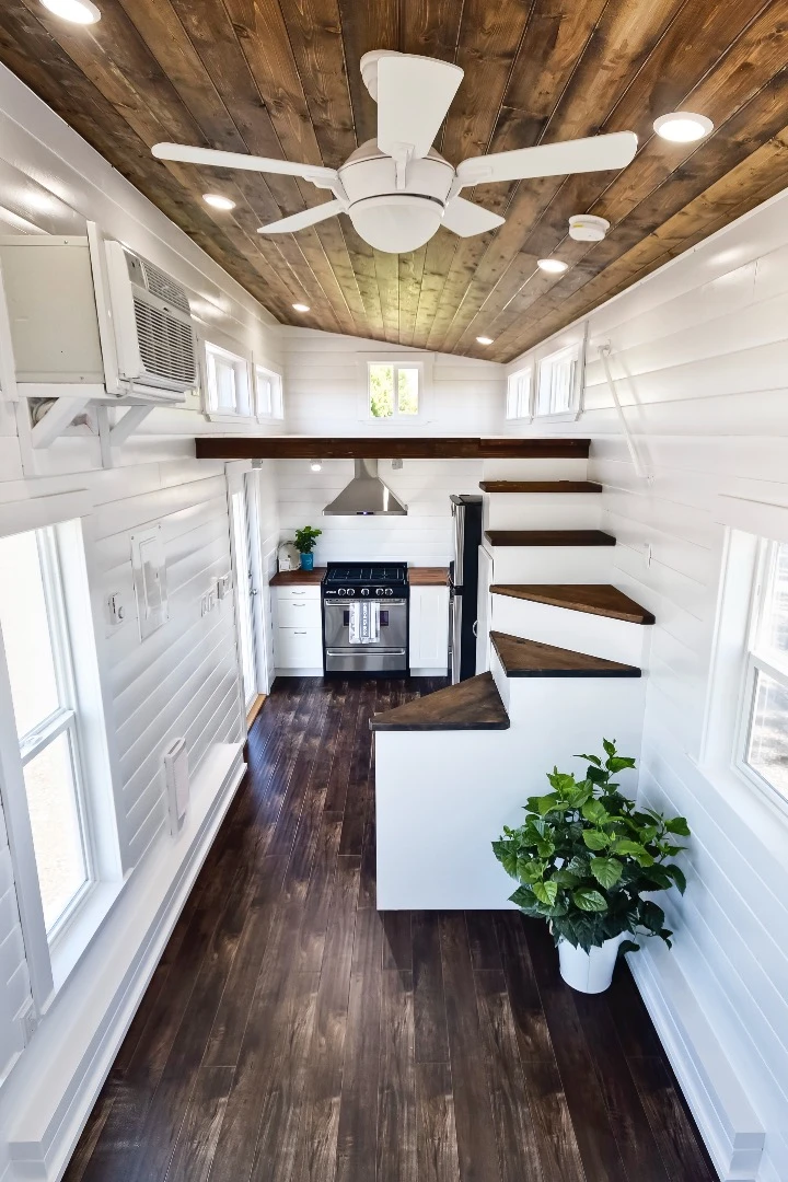 View of the tiny house from secondary loft