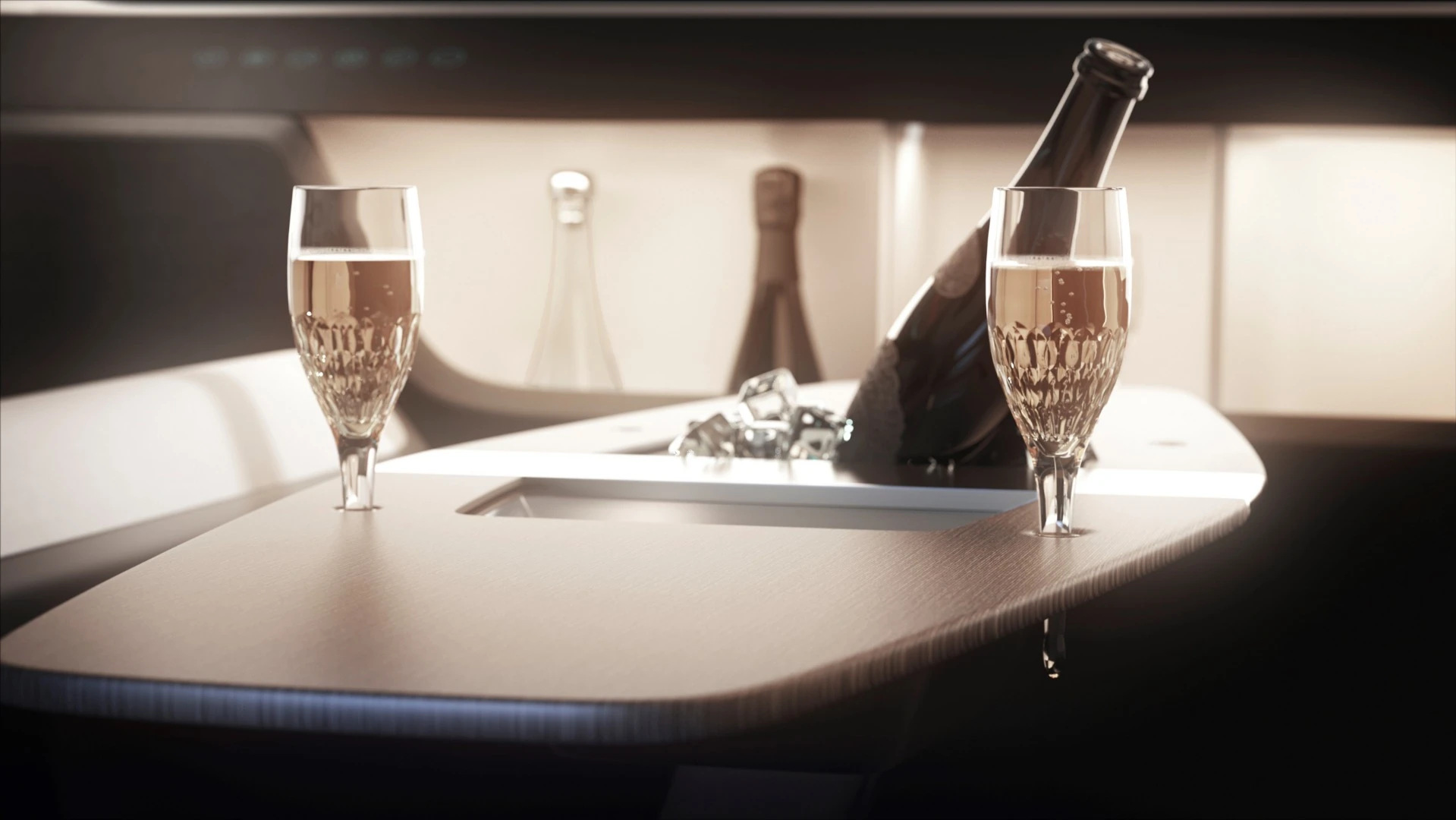 With no need or ability to drive the car, there's no reason not to pop some champagne