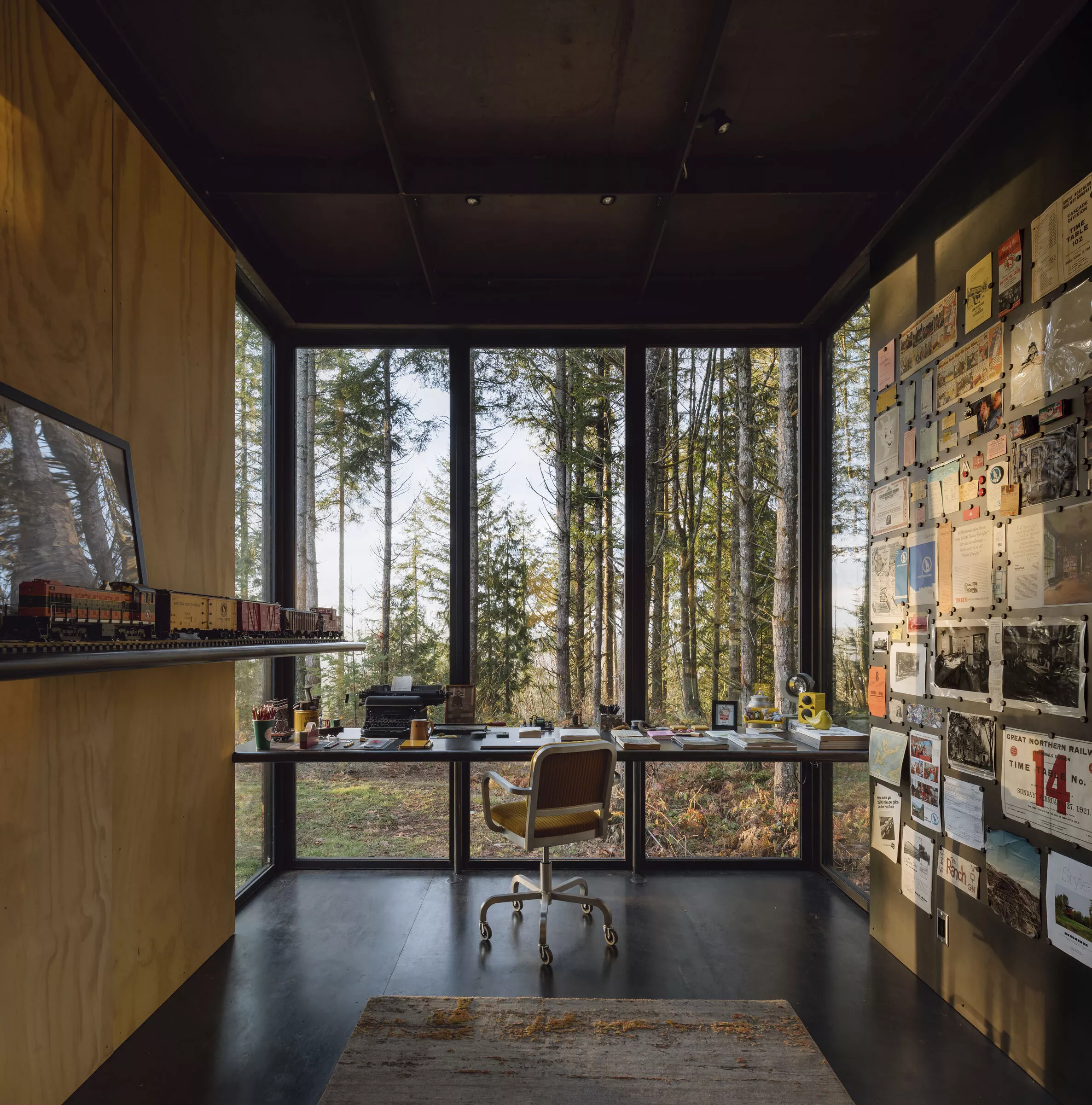 Maxon Studio's interior features generous glazing, which maximizes daylight inside and frames views of the stunning landscape