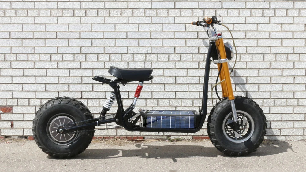 Resembling something brawnier than a scooter yet not quite a chopper motorcycle, The Beast cuts something of an unusual figure