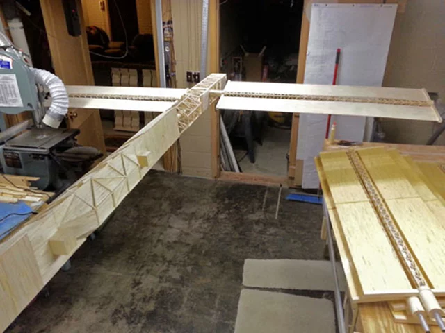 Solar arrays, trusses, module the Space shuttle, and communication components are all built from matchsticks, each individually placed one at a time