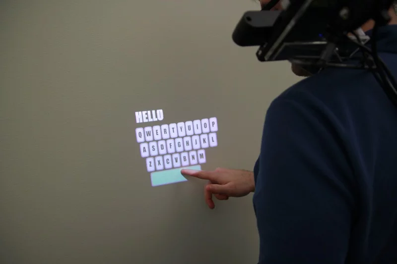 OmniTouch displays interface on a wall