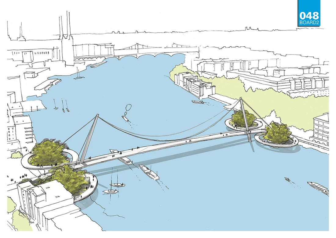 Another design that uses circular rising access paths (Image: NEP Bridge Competition)