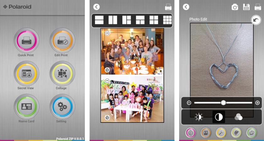 The Polaroid Zip app allows users to select and edit images for printing