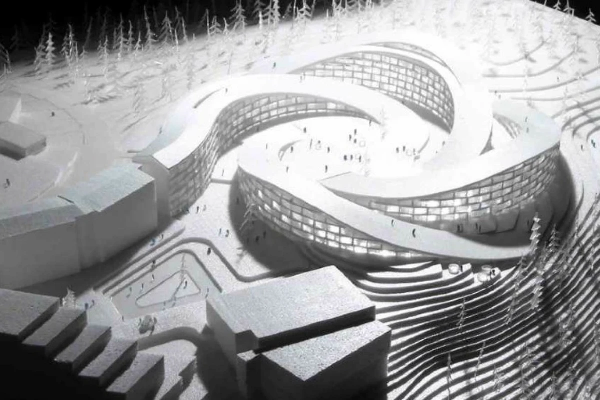 The buildings extend parallel to each other to create a sequence of intertwining streets