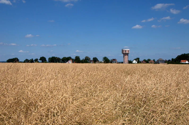 According to Bham, construction on the 30-meter (100-foot) high water tower actually began in 1938, before the outbreak of war, though it was not completed until 1941 (Photo: Bham)
