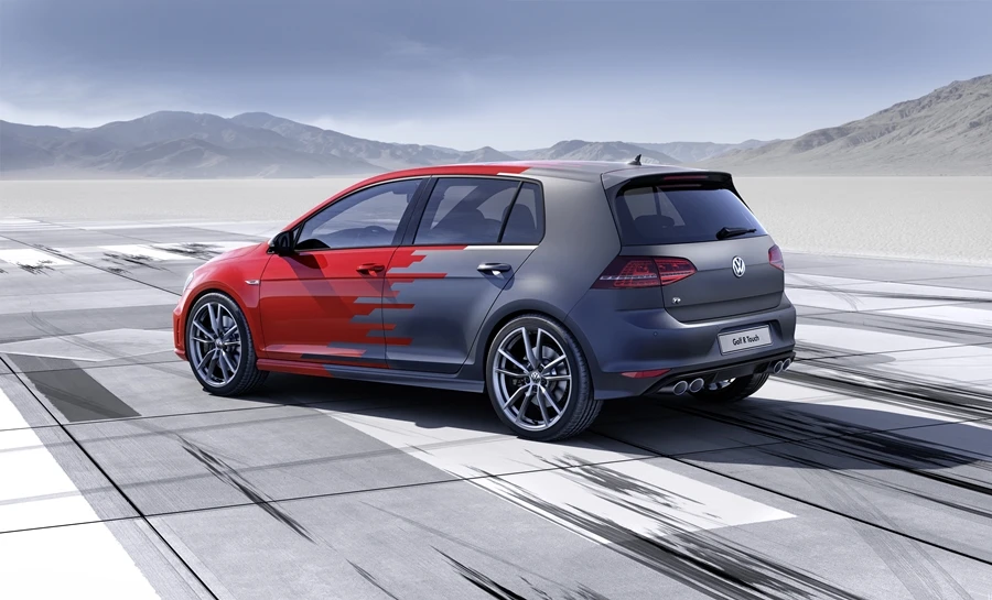 A rear view of the Volkswagen Golf R Touch concept car