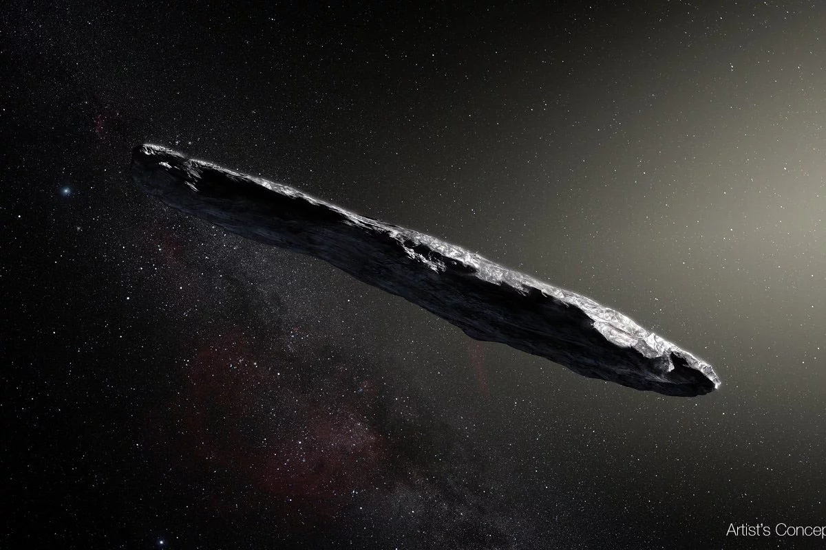 Artist's impression of the asteroid ‘Oumuamua, also known as A/2017 U1