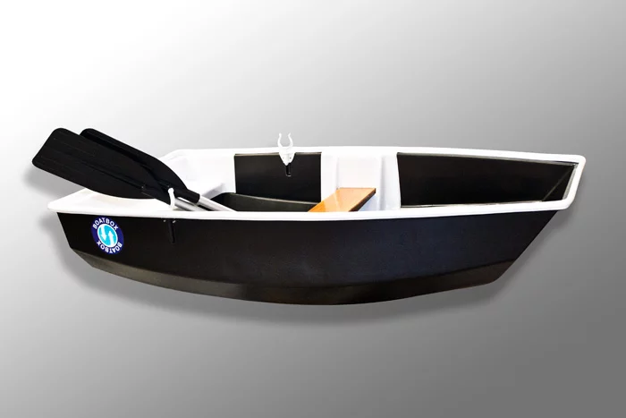 The Boatbox can be rowed like a dinghy, or even fitted with a small motor or a sail
