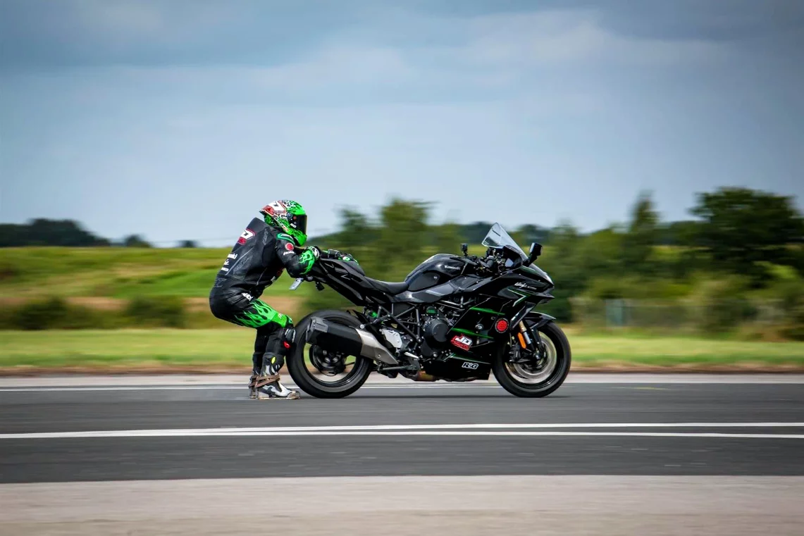 John Davies was dragged along by a rocketing Kawasaki Ninja to claim a new world record