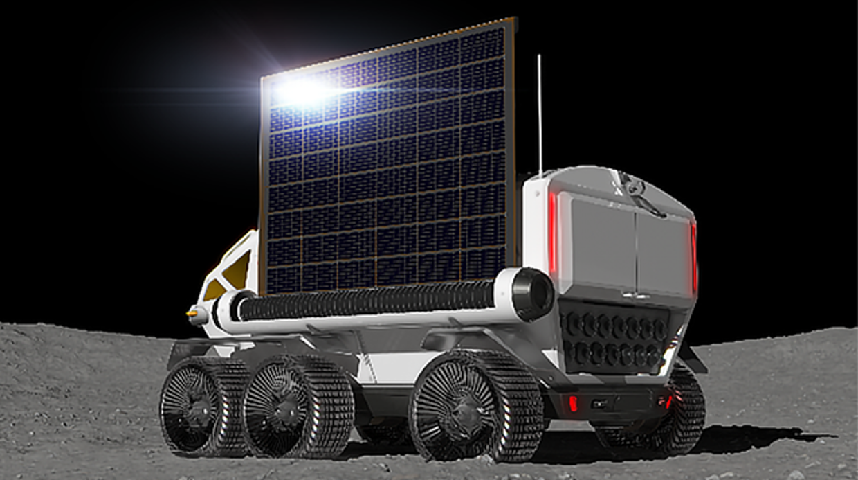 The JAXA/Toyota lunar rover with solar panel deployed