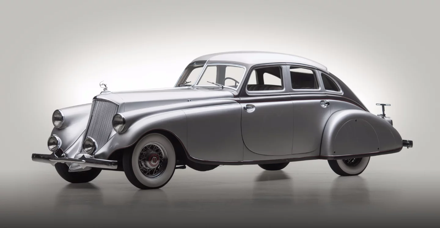 The streamlined design of the Pierce-Arrow Silver Arrow was prophetically and accurately advertised as "a 1940s car" in 1933 and has influenced automotive aesthetic ever since