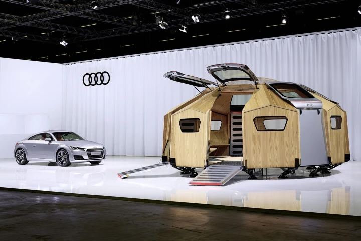 The mobile pod offers entry through seven TT tailgate-equipped doorways