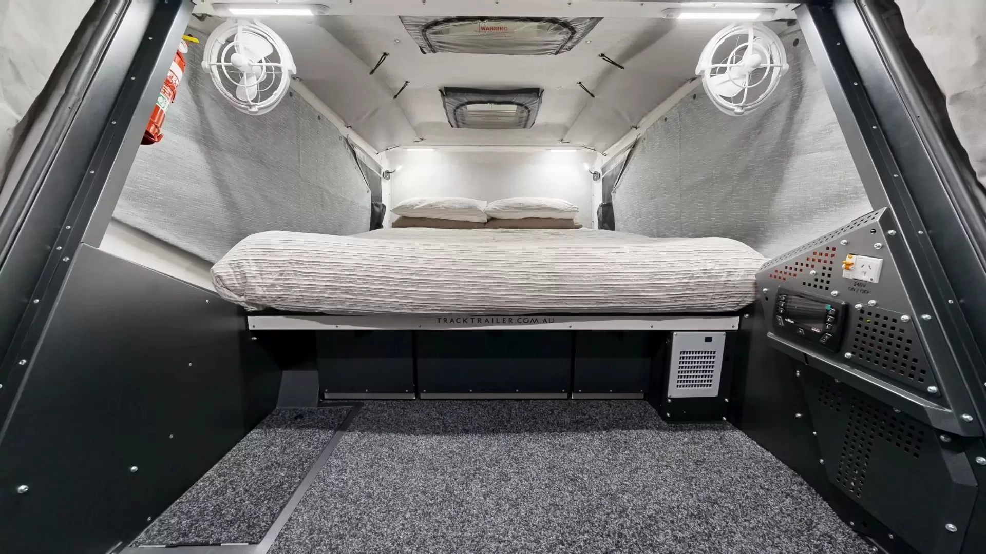 The drop-down deck serves as an extension of the cabin