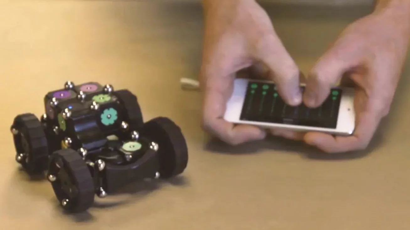 A robotic vehicle being controlled via Bluetooth