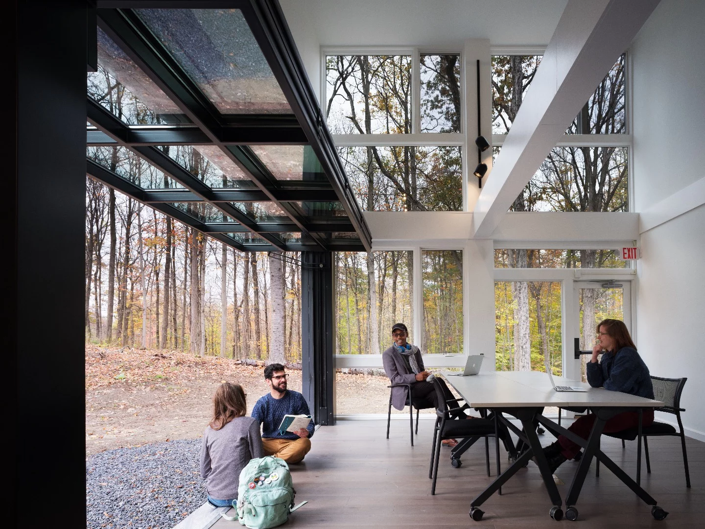 The Bard Media Lab's garage-style door cost US$45,000