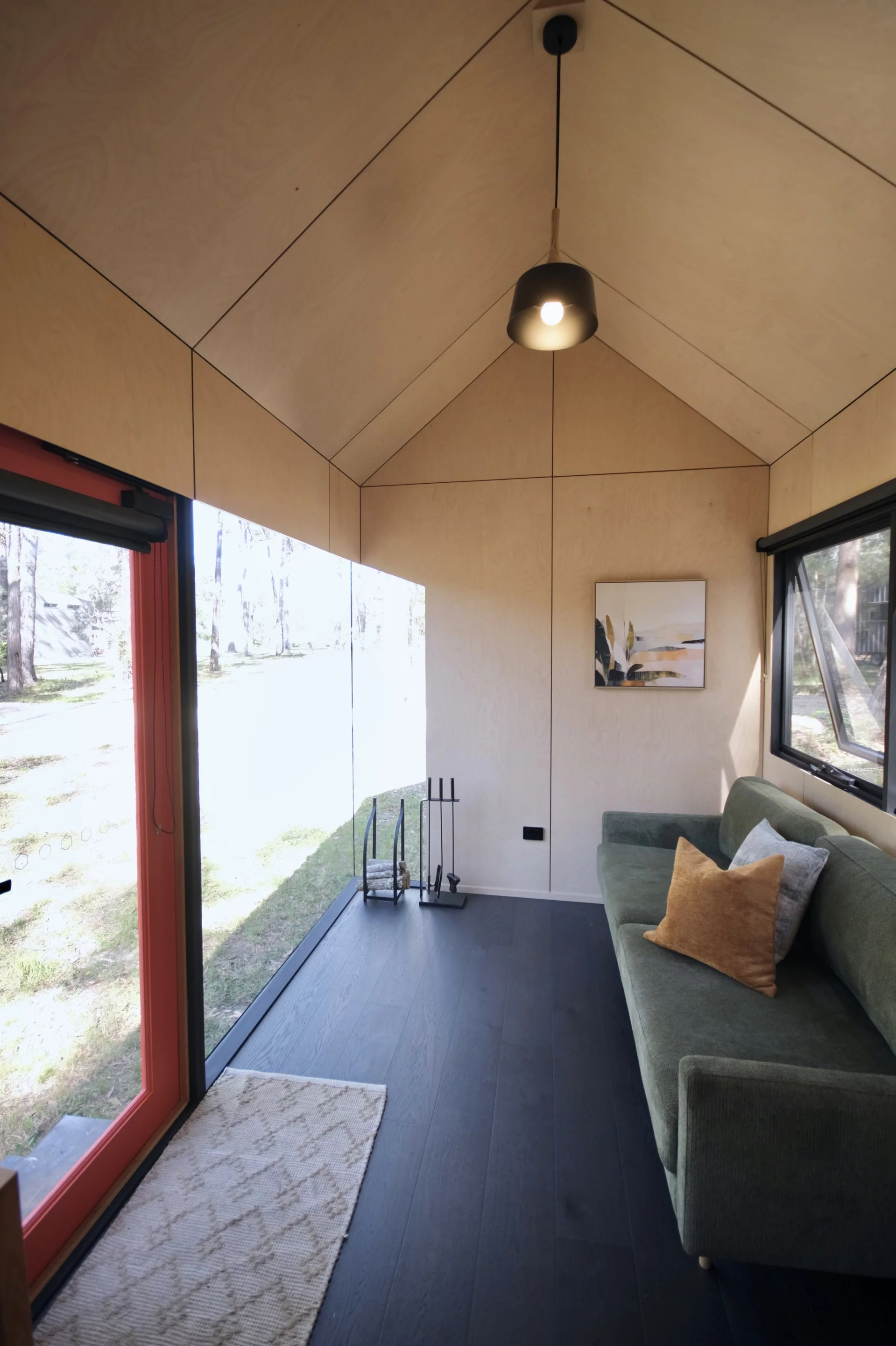 The Eire's interior is arranged on one floor and finished in birch ply, with timber flooring