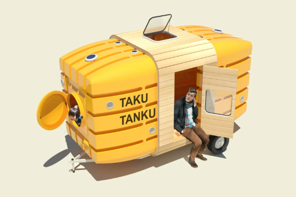 The Taku-Tanku is a tiny house made from two water tanks